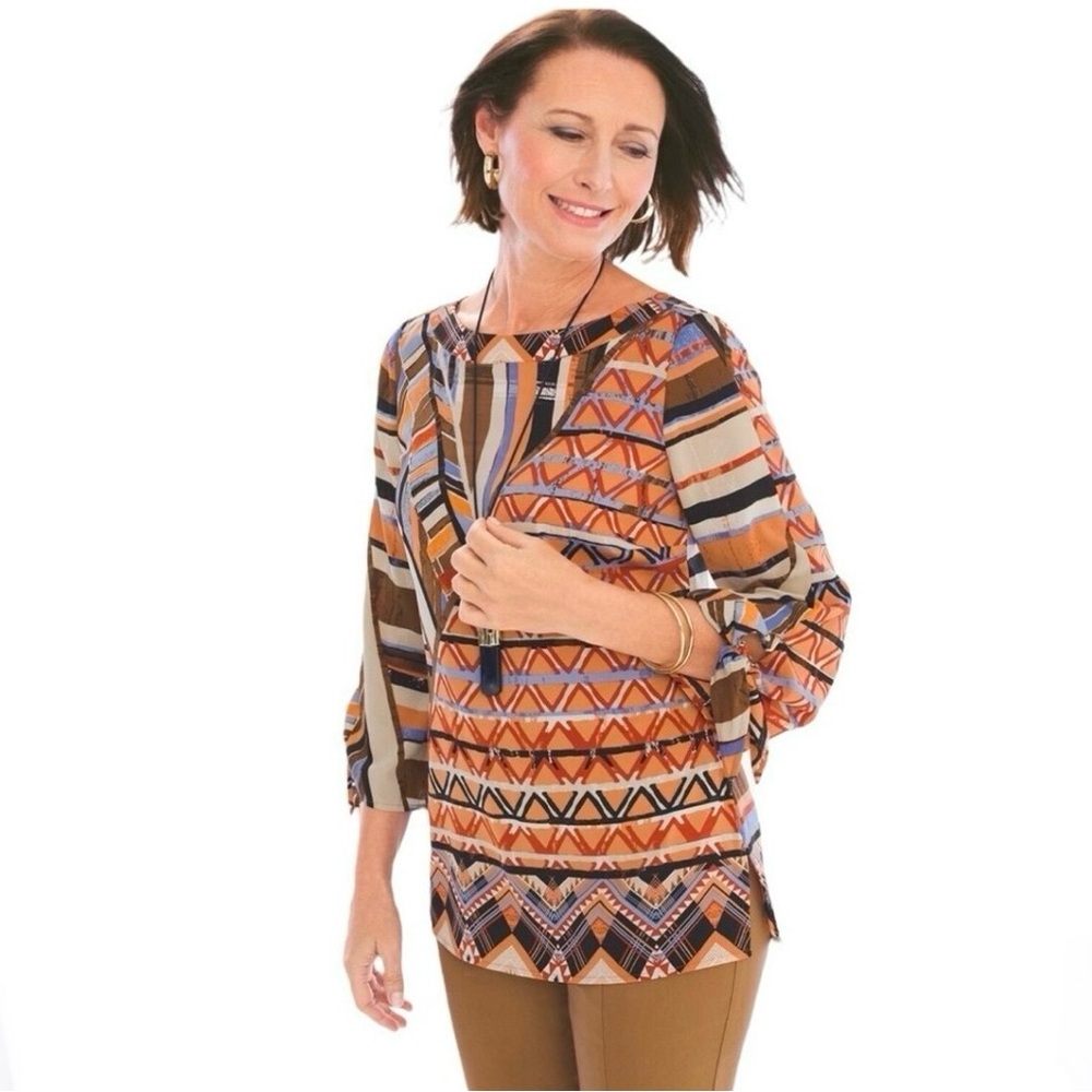 Chico’s Tribal Tie-Sleeve Top